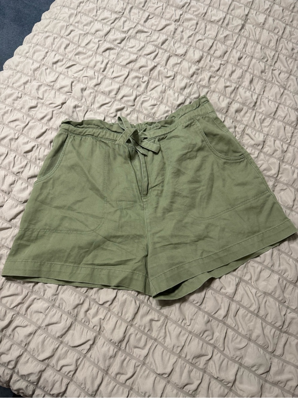 Old Navy Sage Green Tie-Waist Bermuda Shorts